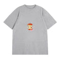 Cartoon Apple Print Gray T-Shirt