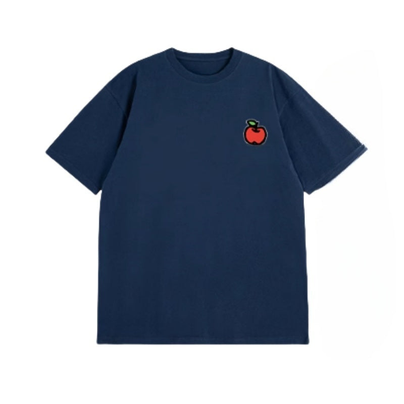 Little Apple Print Casual Navy T-Shirt